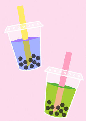 Pop art of two boba drinks