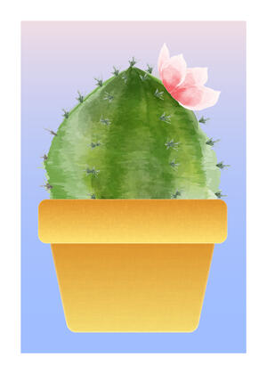 watercolor of chubby cactus plant