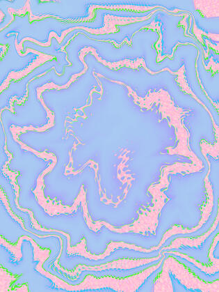 Blue, Pink, and Green Textile of Halftone Swirls